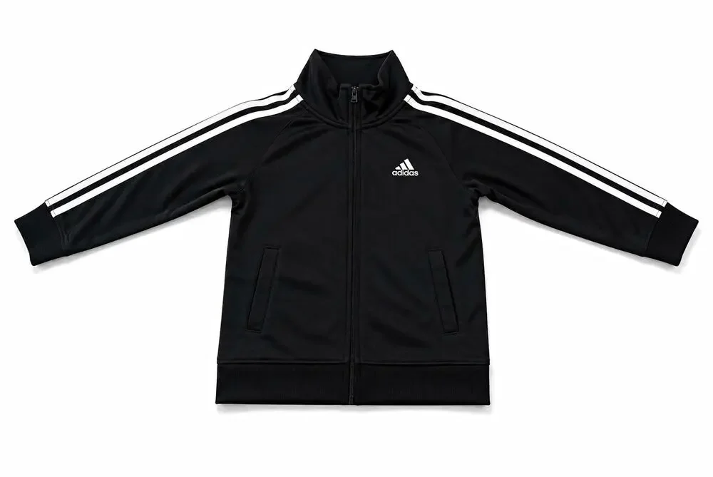 adidas Toddler Track Jacket Full Zip Black/White 3-Stripes Size 3T